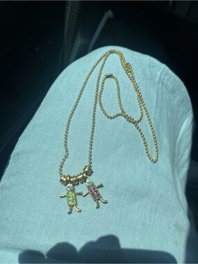 Vintage 90s K.I.S Birthstone Brats Necklace May And February rhinestones Charms
